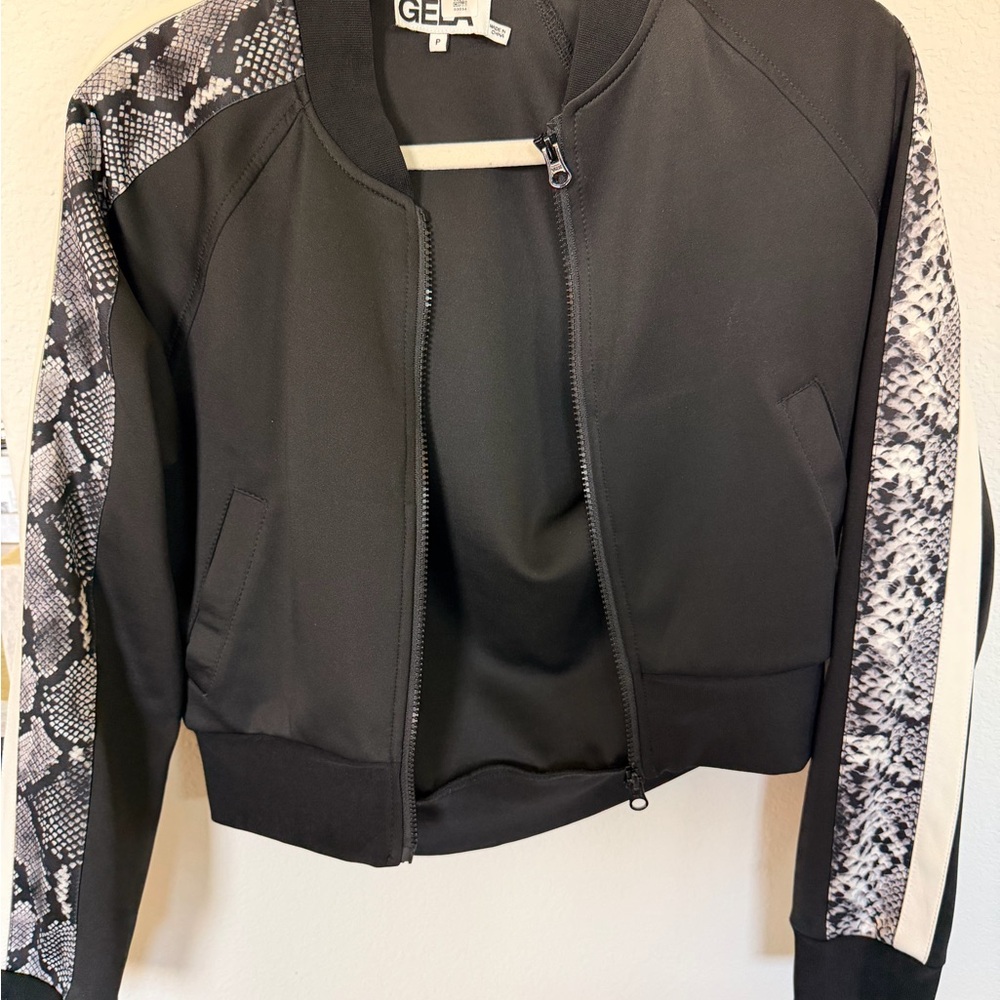 Pam & Gela Black and Gray Bomber Jacket